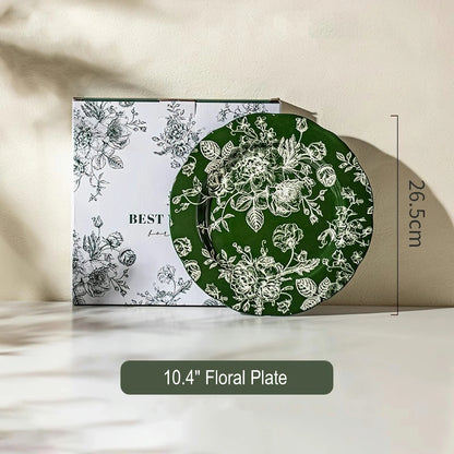 Rose Holiday Vintage Green Series Dinnerware Bowl and plate