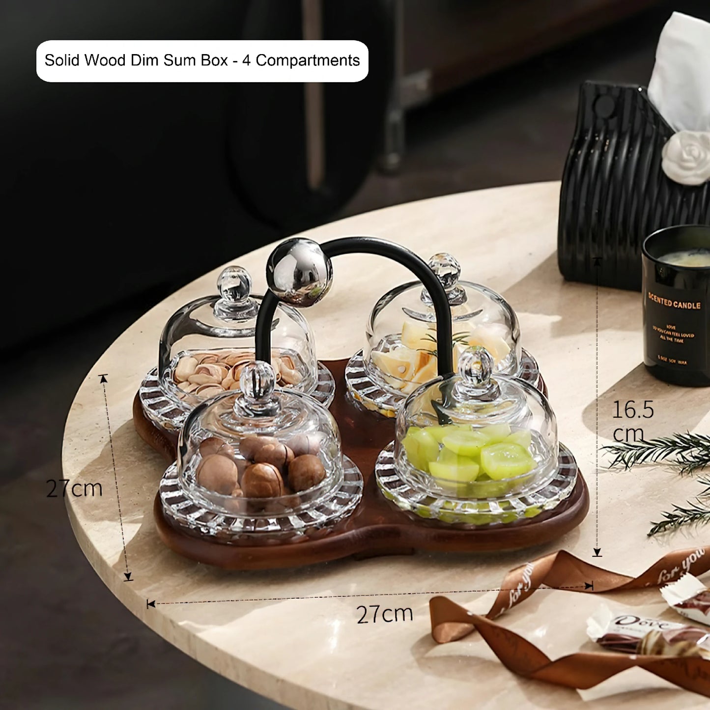 Solid Wood Snack Glass Storage Box Set