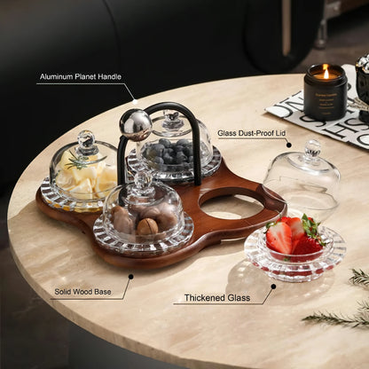 Solid Wood Snack Glass Storage Box Set