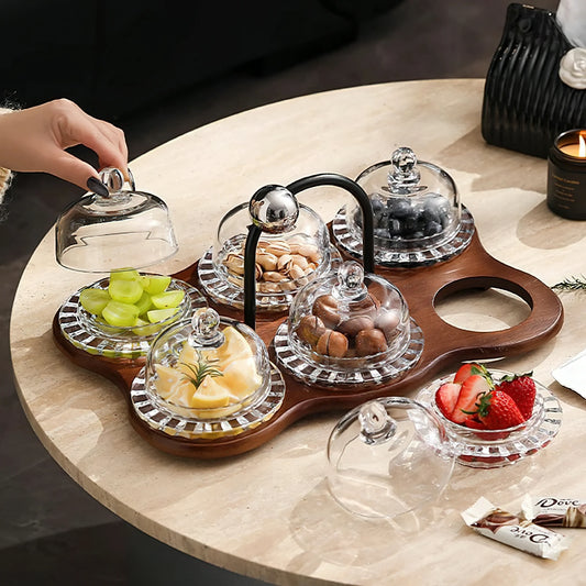 Solid Wood Snack Glass Storage Box Set