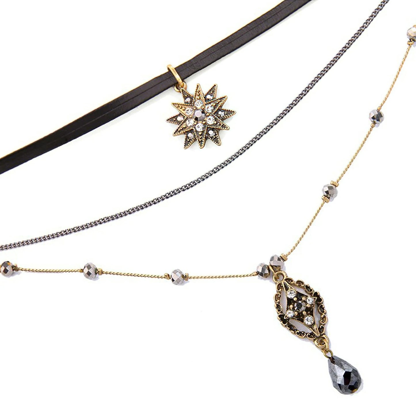 Star Pendant Necklace Layered Decor Choker