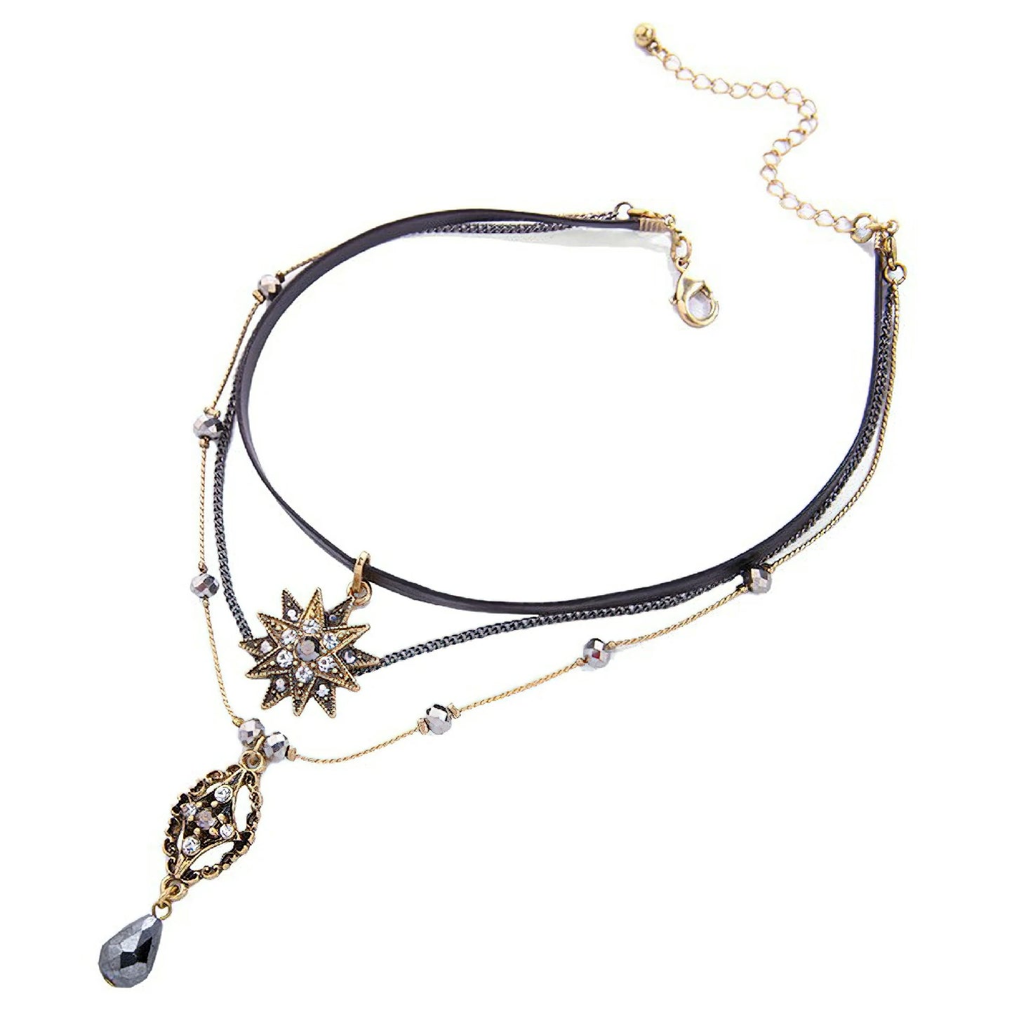 Star Pendant Necklace Layered Decor Choker