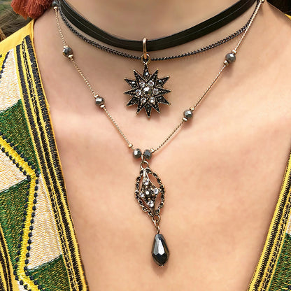 Star Pendant Necklace Layered Decor Choker