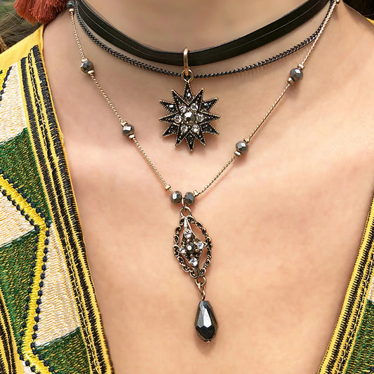 Star Pendant Necklace Layered Decor Choker