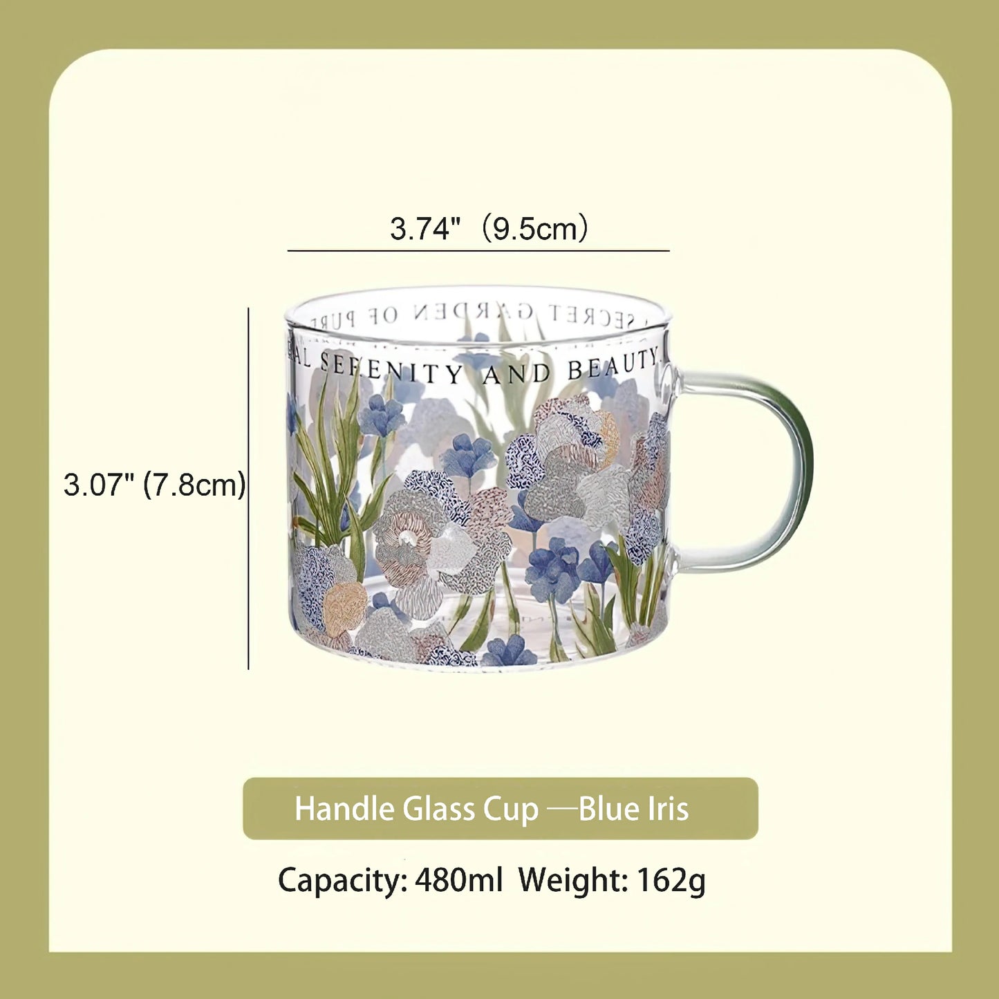 Summer Floral Handle Mug Glass Cup