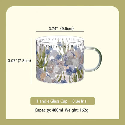 Summer Floral Handle Mug Glass Cup