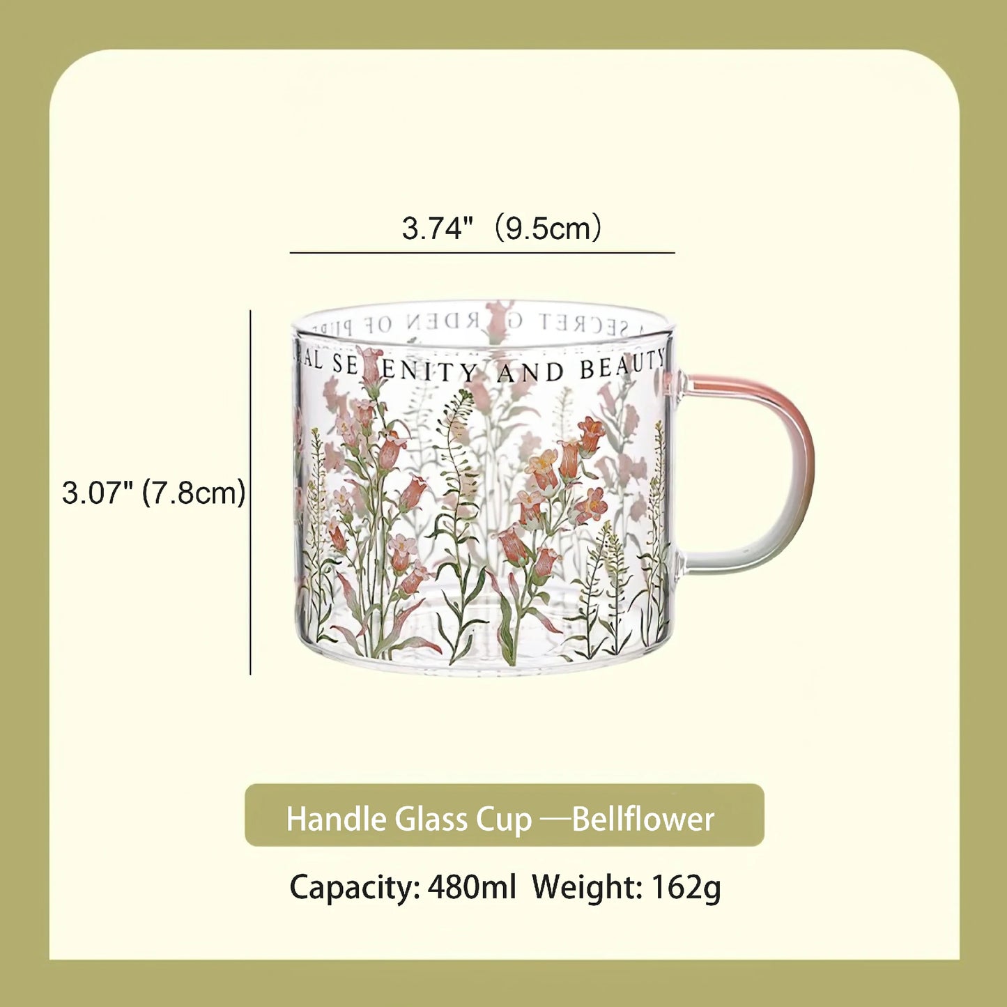 Summer Floral Handle Mug Glass Cup