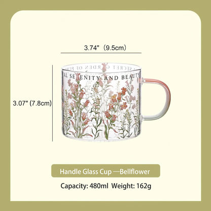 Summer Floral Handle Mug Glass Cup