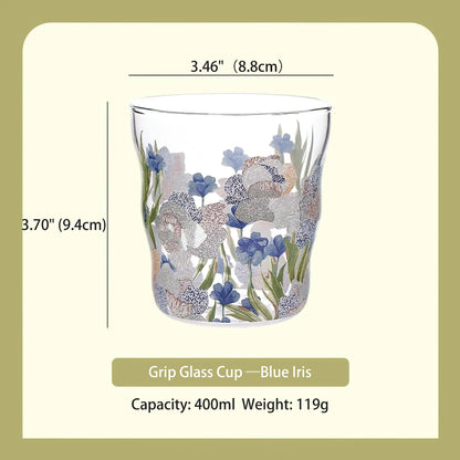 Summer Floral Handle Mug Glass Cup
