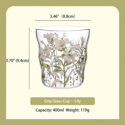 Summer Floral Handle Mug Glass Cup