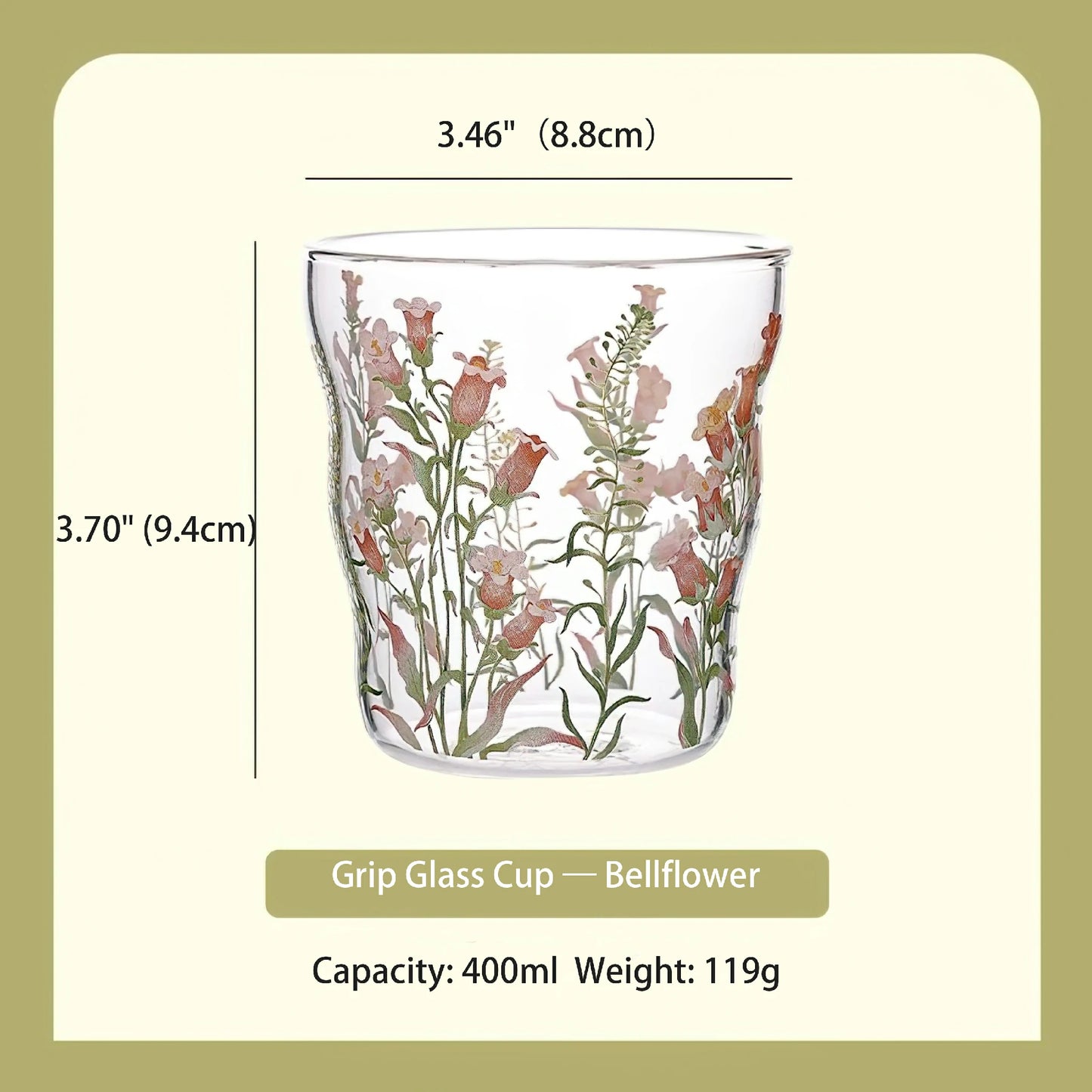 Summer Floral Handle Mug Glass Cup