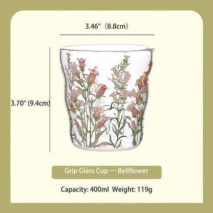 Summer Floral Handle Mug Glass Cup