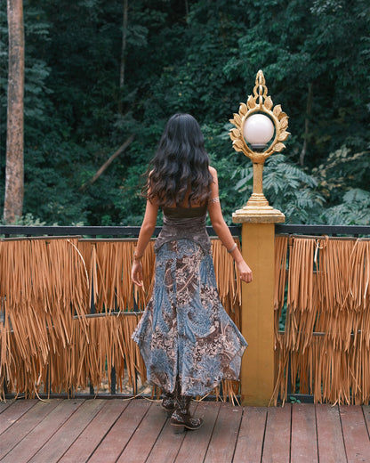 Tribal Butterfly Mesh Asymmetrical Skirt