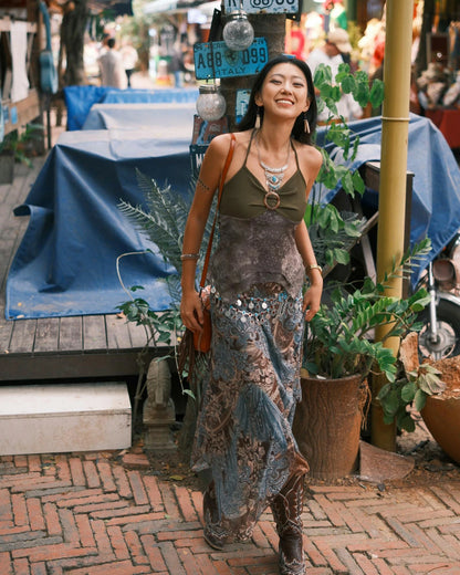Tribal Butterfly Mesh Asymmetrical Skirt