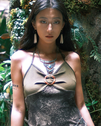 Tribal Butterfly Mesh Asymmetrical Skirt
