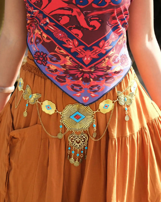 Vintage Gold Coin Long Chain Tassel Waist Chain