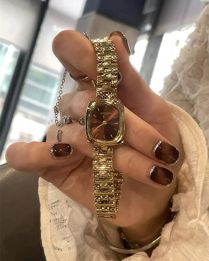 Small Oval Quartz Gold Watch