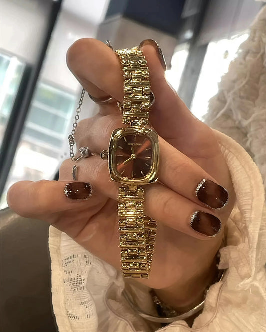 Small Oval Quartz Gold Watch
