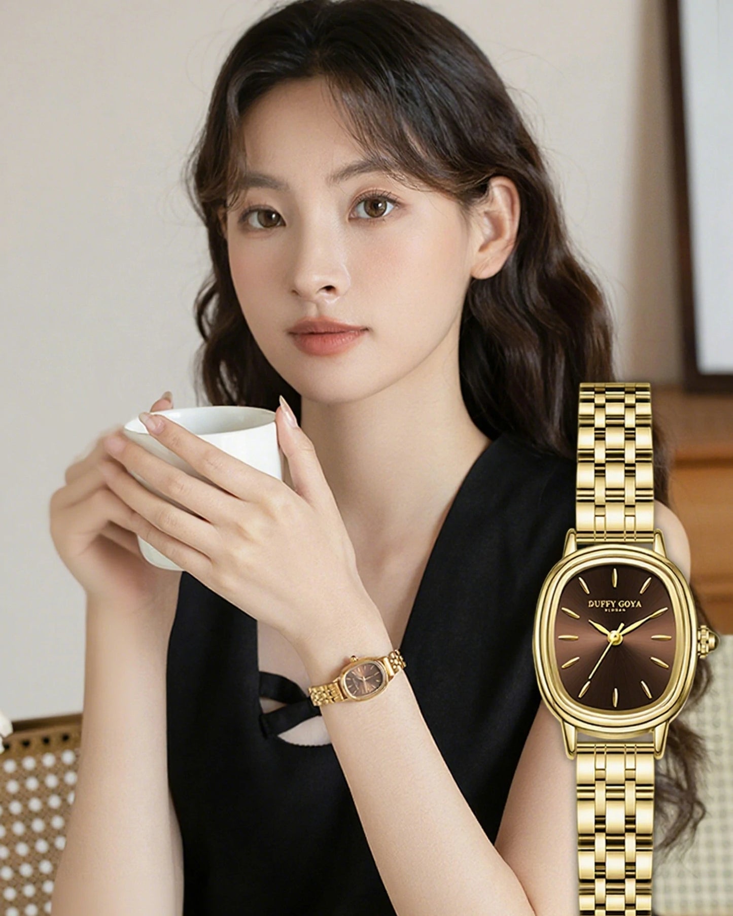 Small Oval Quartz Gold Watch