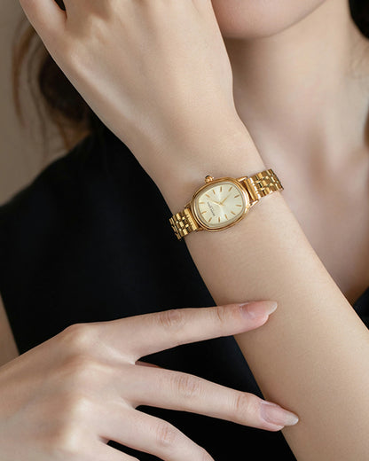Small Oval Quartz Gold Watch