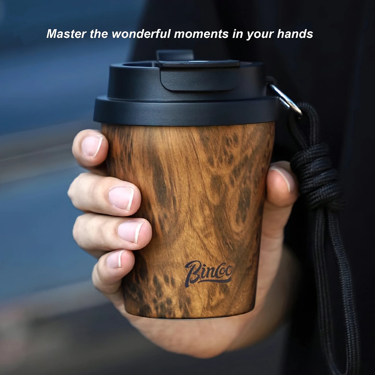 Wood Ceramic Inner layer Insulated Coffee Mug