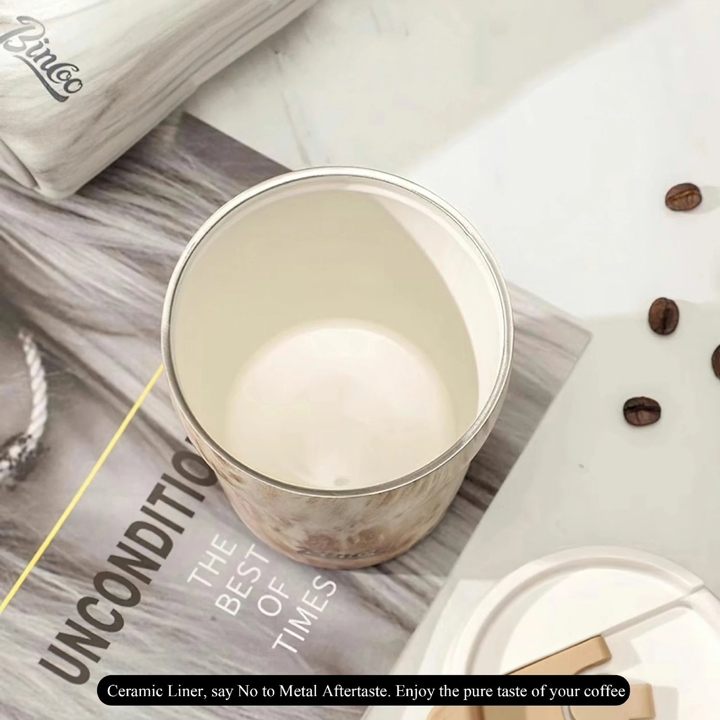 Wood Ceramic Inner layer Insulated Coffee Mug