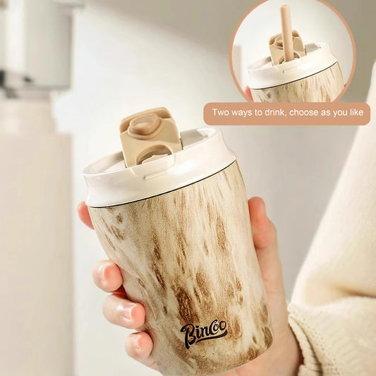 Wood Ceramic Inner layer Insulated Coffee Mug