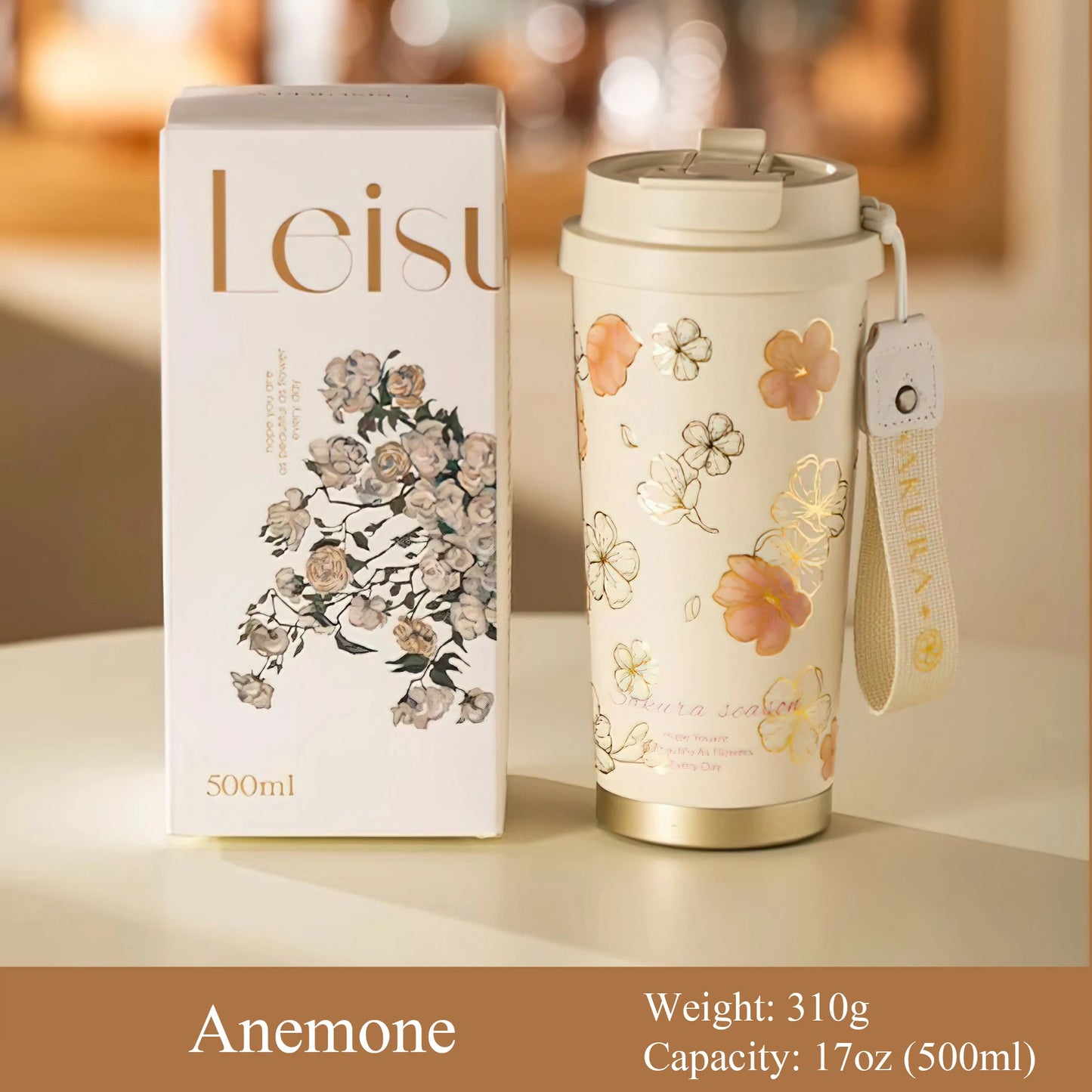 Flower Art Travel Coffee Mug -17oz