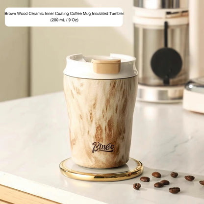 Wood Ceramic Inner layer Insulated Coffee Mug