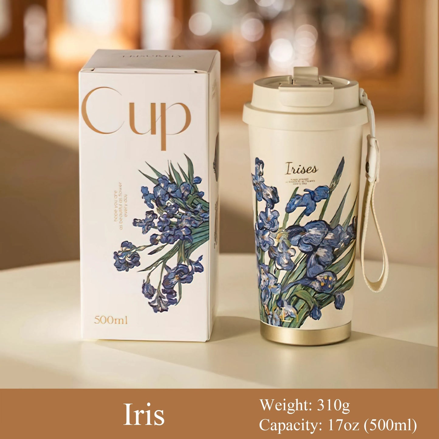 Flower Art Travel Coffee Mug -17oz