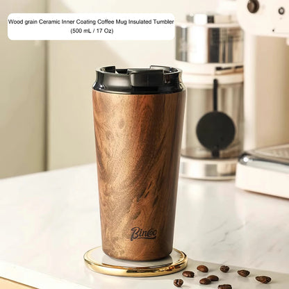 Wood Ceramic Inner layer Insulated Coffee Mug