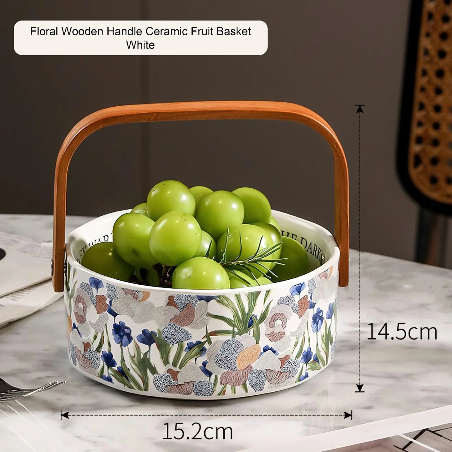 lris Flower Coffee Mug Ceramic Tea Cup Fruit Basket Set