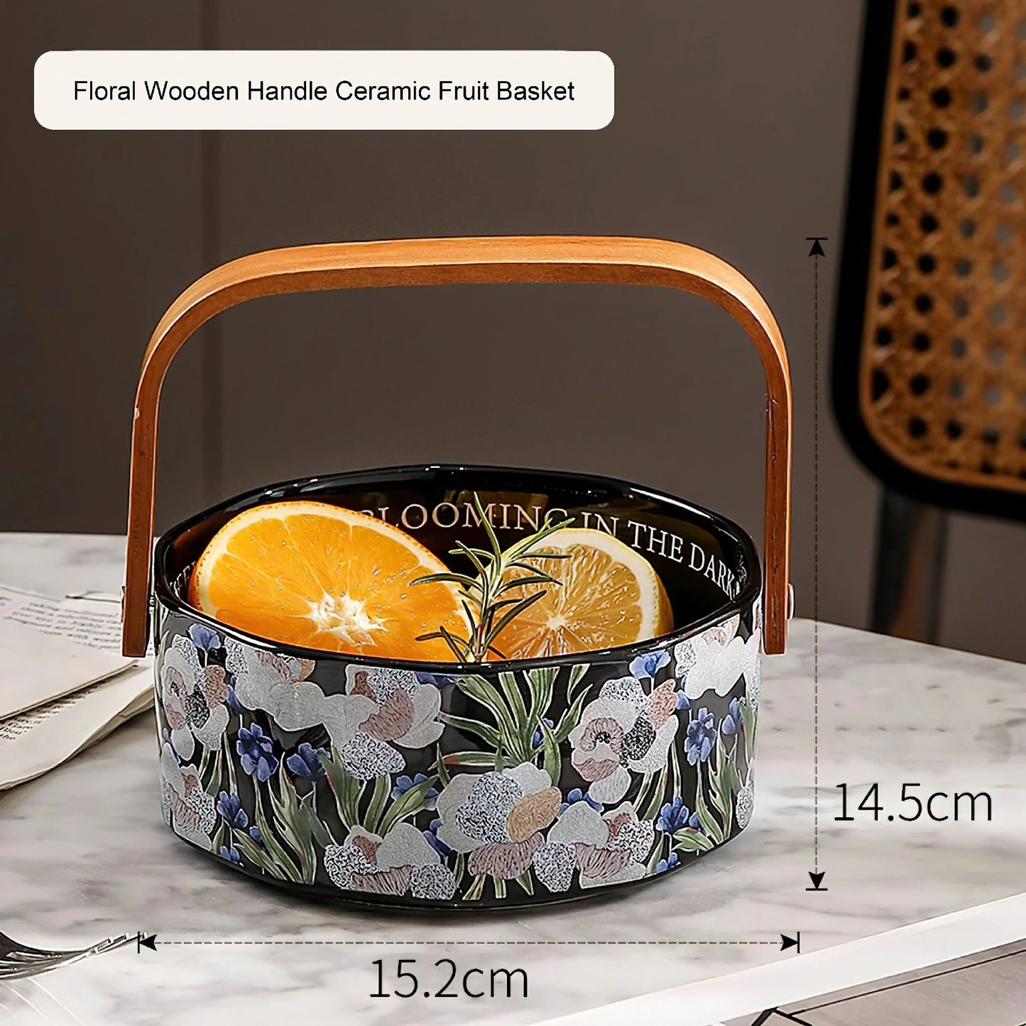 lris Flower Coffee Mug Ceramic Tea Cup Fruit Basket Set