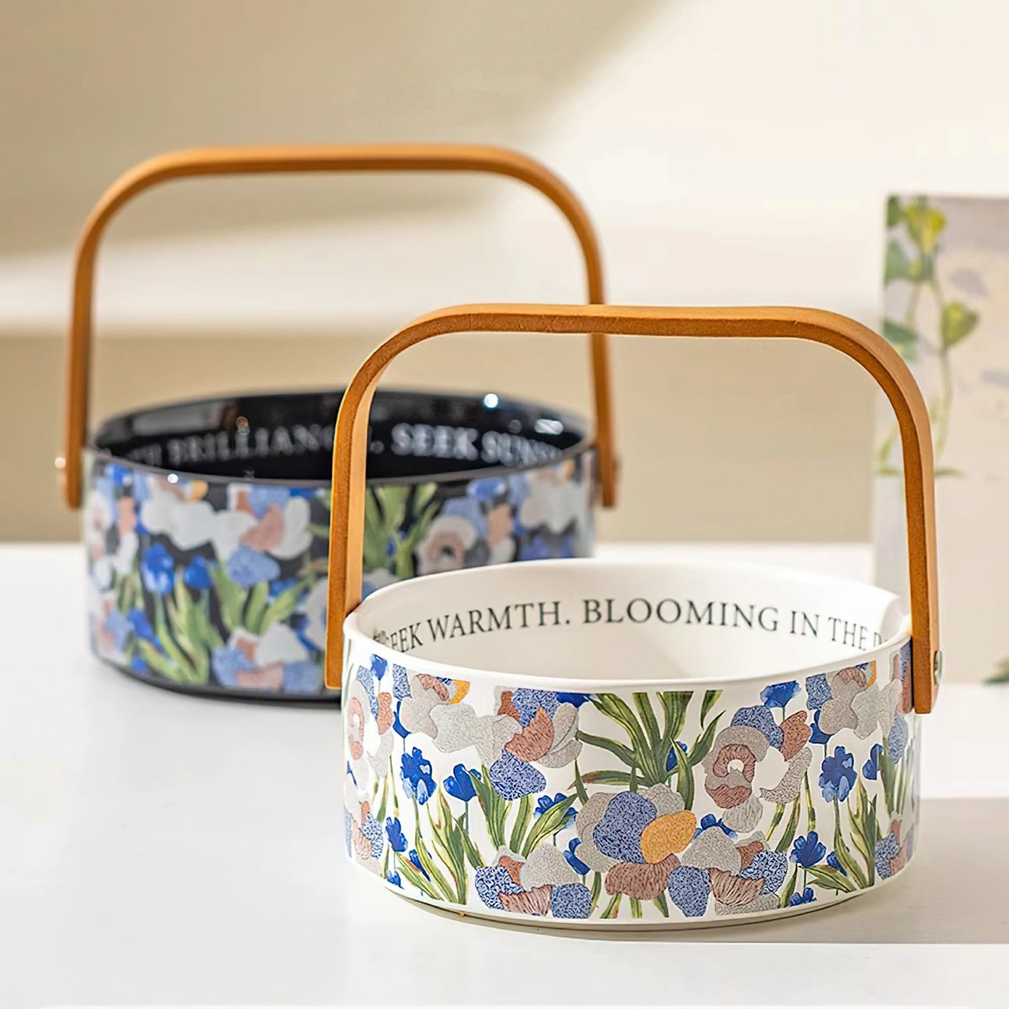 lris Flower Coffee Mug Ceramic Tea Cup Fruit Basket Set